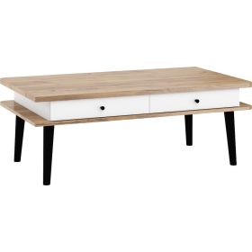   Dolce dohányzóasztal 4 fiók téglalap alakú - Arany tölgy - Fényes fehér