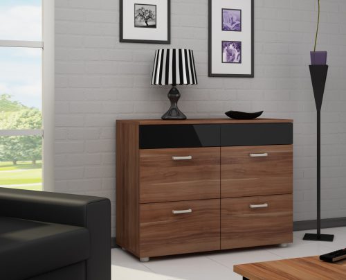 Magic komód 4 ajtó - Wallis szilva - Fényes fekete