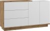 Hybrid komód 2 ajtó 3 fiók - Arany tölgy - Fényes fehér