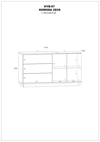 Hybrid komód 2 ajtó 3 fiók - Arany tölgy - Fényes fehér