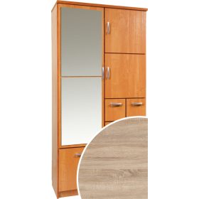   Barcelona 100 Z előszoba szekrény tükörrel - Világos Sonoma tölgy