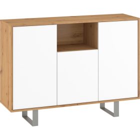 King komód nagy 3 ajtó - Artisan tölgy - Fényes fehér