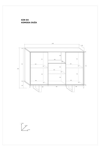 King komód nagy 3 ajtó - Artisan tölgy - Fényes fehér
