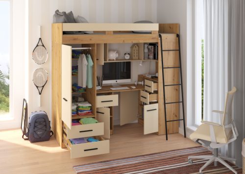 Smyk galériaágy jobbos - Artisan tölgy - Krém