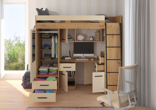 Smyk galériaágy jobbos - Artisan tölgy - Krém