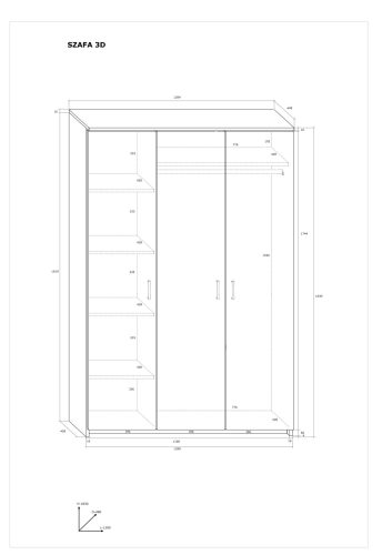 Szafa gardróbszekrény 3 ajtó - Cremona tölgy