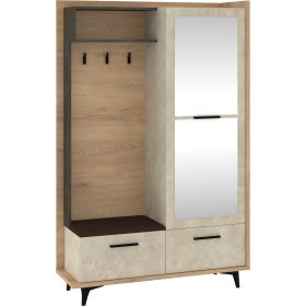   Box tükrös előszoba szekrény 3 ajtó - Cremona tölgy - Granada mandula - Granada barna - Barna huzat