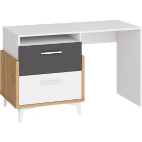   Hey íróasztal 2 fiók 125 - Artisan tölgy - Fehér - Szürke
