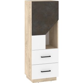   Pax 50 alacsony könyvespolc 2 ajtó 2 fiók - Endgrain tölgy - Fehér - Granada barna