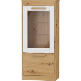   Maximus könyvespolc 1 ajtó 1 üveges ajtó - Artisan tölgy - Fényes fehér