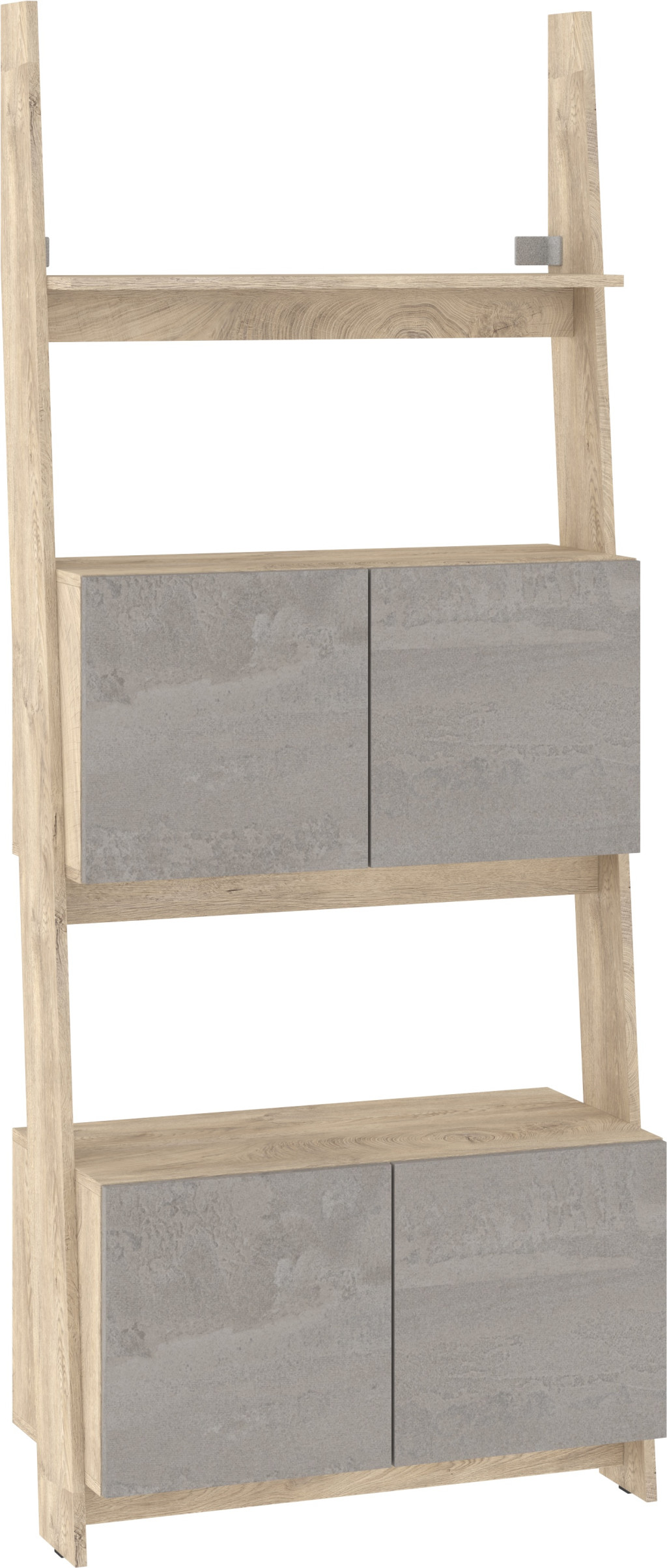 Rack 80 2D könyvespolc 4 ajtó - Endgrain tölgy - Beton szürk