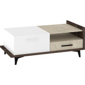   Box dohányzóasztal 2 ajtó 2 fiók - Grange tölgy - Fehér - Granada mandula