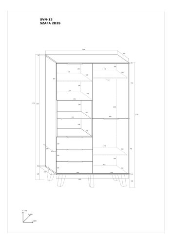 Sven gardróbszekrény 2 ajtó 3 fiók - Világos Sonoma tölgy - Fényes fehér