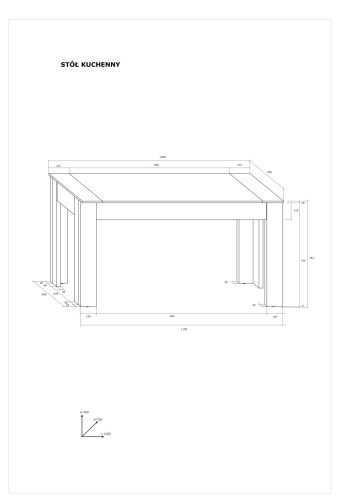 Étkezőasztal fix asztallappal - Világos Sonoma tölgy