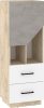 Pax 50 alacsony könyvespolc 1 ajtó 2 fiók - Endgrain tölgy - Fehér - Beton szürke
