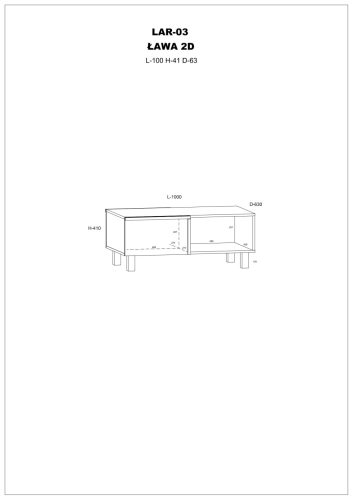 Lars dohányzóasztal 2 ajtó - Világos Sonoma tölgy - Fehér