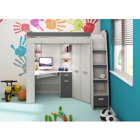 Antresola galériaágy jobbos - Fehér tölgy - Szürke