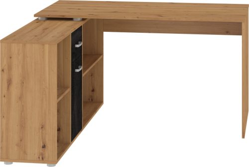 Beat L íróasztal kombináció balos - Artisan tölgy - Beton fekete