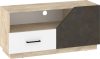 Pax 120 TV-állvány 1 ajtó 1 fiók - Endgrain tölgy - Fehér - Granada barna