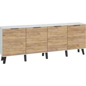 Sven komód 4 ajtó - Fehér tölgy - Arany tölgy