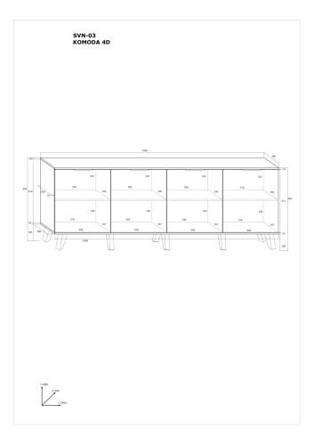 Sven komód 4 ajtó - Fehér tölgy - Arany tölgy