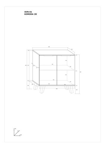 Sven komód 2 ajtó - Fehér - Fényes fehér