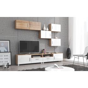 Kuga TV-állvány - Világos Sonoma tölgy - Fényes fehér