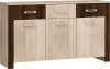 Hugo komód 3 ajtó 3 fiók - Világos Sonoma tölgy - Sötét Sonoma tölgy