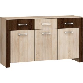   Hugo komód 3 ajtó 3 fiók - Világos Sonoma tölgy - Sötét Sonoma tölgy