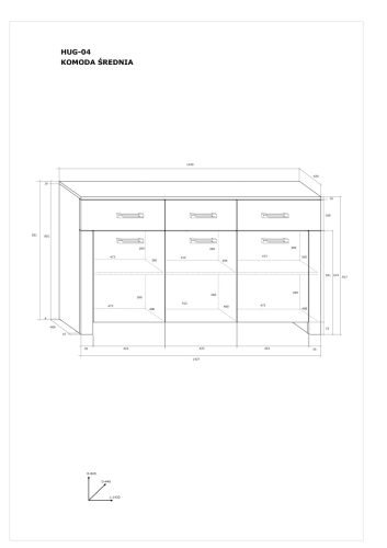 Hugo komód 3 ajtó 3 fiók - Világos Sonoma tölgy - Sötét Sonoma tölgy