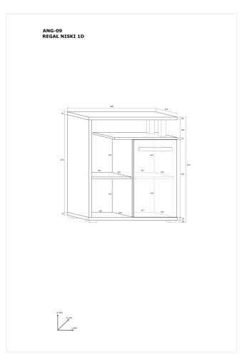 Angel alacsony könyvespolc 1 ajtó - Sötét Sonoma tölgy - Világos Sonoma tölgy