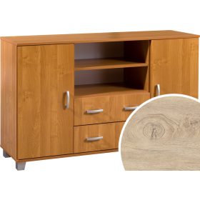   Komód 2 ajtó 2 fiók nyitott polc KN-1442S2DW6 - Endgrain tölgy