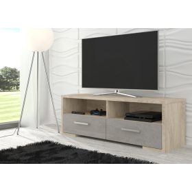 Roma TV-állvány 2 ajtó - Endgrain tölgy - Beton szürke