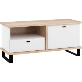   Cross TV-állvány 1 ajtó 1 fiók - Világos Sonoma tölgy - Fehér