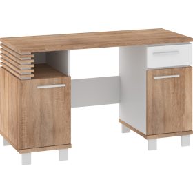  Lamir íróasztal 2 ajtó 1 fiók - Világos Sonoma tölgy - Fényes fehér - Fehér