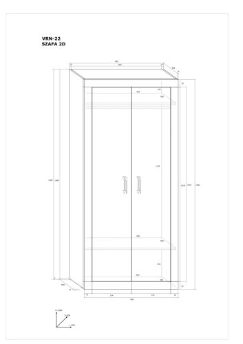 Verin gardróbszekrény 2 ajtó - Cremona tölgy