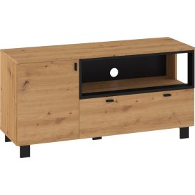 Vegas TV-állvány 1 ajtó 1 fiók - Artisan tölgy - Fekete