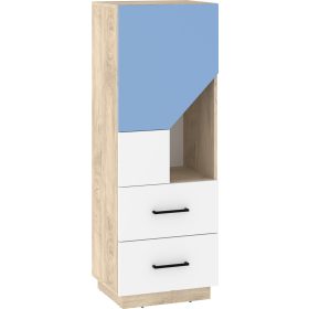   Pax 50 alacsony könyvespolc 2 ajtó 2 fiók - Endgrain tölgy - Fehér - Világos kék