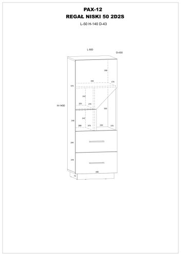 Pax 50 alacsony könyvespolc 2 ajtó 2 fiók - Endgrain tölgy - Fehér - Világos kék