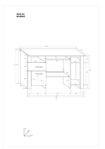 Hugo íróasztal 1 ajtó 1 fiók - Világos Sonoma tölgy - Sötét Sonoma tölgy