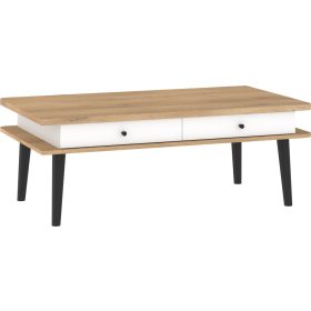   Dolce dohányzóasztal 4 fiók téglalap alakú - Cremona tölgy - Fényes fehér