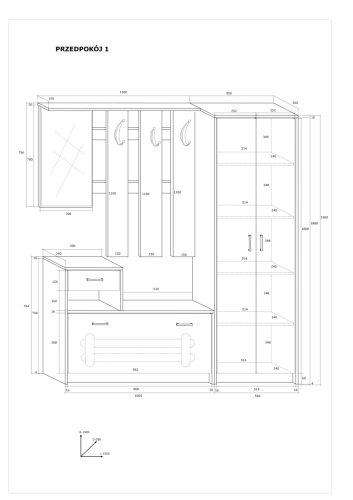 Előszoba bútor szett 1 - Tobacco tölgy - Arany tölgy