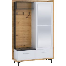   Box tükrös előszoba szekrény 3 ajtó - Artisan tölgy - Fehér - Fekete