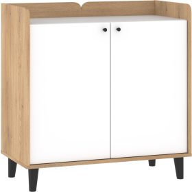 Dolce komód 2 ajtó - Cremona tölgy - Fényes fehér