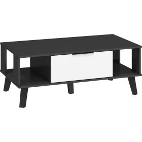 Sven nagy dohányzóasztal 2 ajtó - Fekete - Fényes fehér