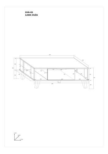 Sven nagy dohányzóasztal 2 ajtó - Fekete - Fényes fehér
