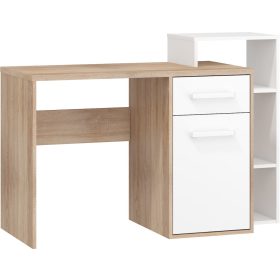   Rio íróasztal 1 ajtó 1 fiók jobbos - Világos Sonoma tölgy - Fehér