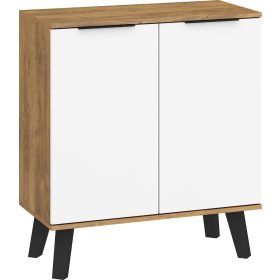 Sven komód 2 ajtó - Burgundy tölgy - Fényes fehér