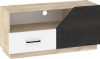 Pax 120 TV-állvány 1 ajtó 1 fiók - Endgrain tölgy - Fehér - Beton fekete