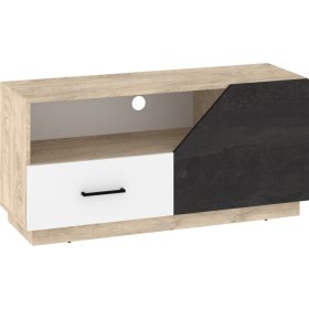   Pax 120 TV-állvány 1 ajtó 1 fiók - Endgrain tölgy - Fehér - Beton fekete